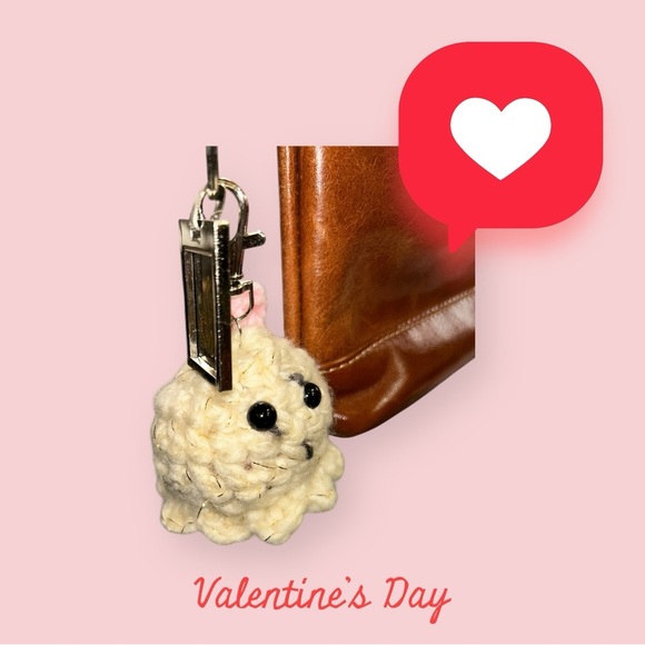 Tiny Ghost Pet Key Chain | Crochet | Handmade. Color: beige. New. - Picture 3 of 9